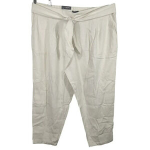 Who What Wear Trouser Pant Women Size 2X Ivory Pullon Linen Rayon Tapered Beach